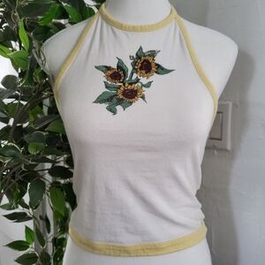 American Eagle Small Sunflower Halter Crop Top